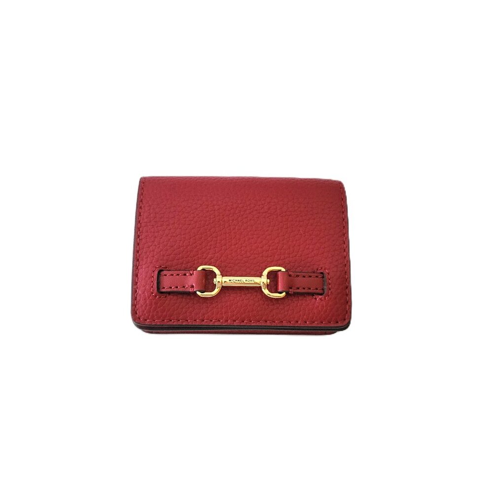 Michael Kors Carson Small Flap Wallet Cherry Pebbled Leather